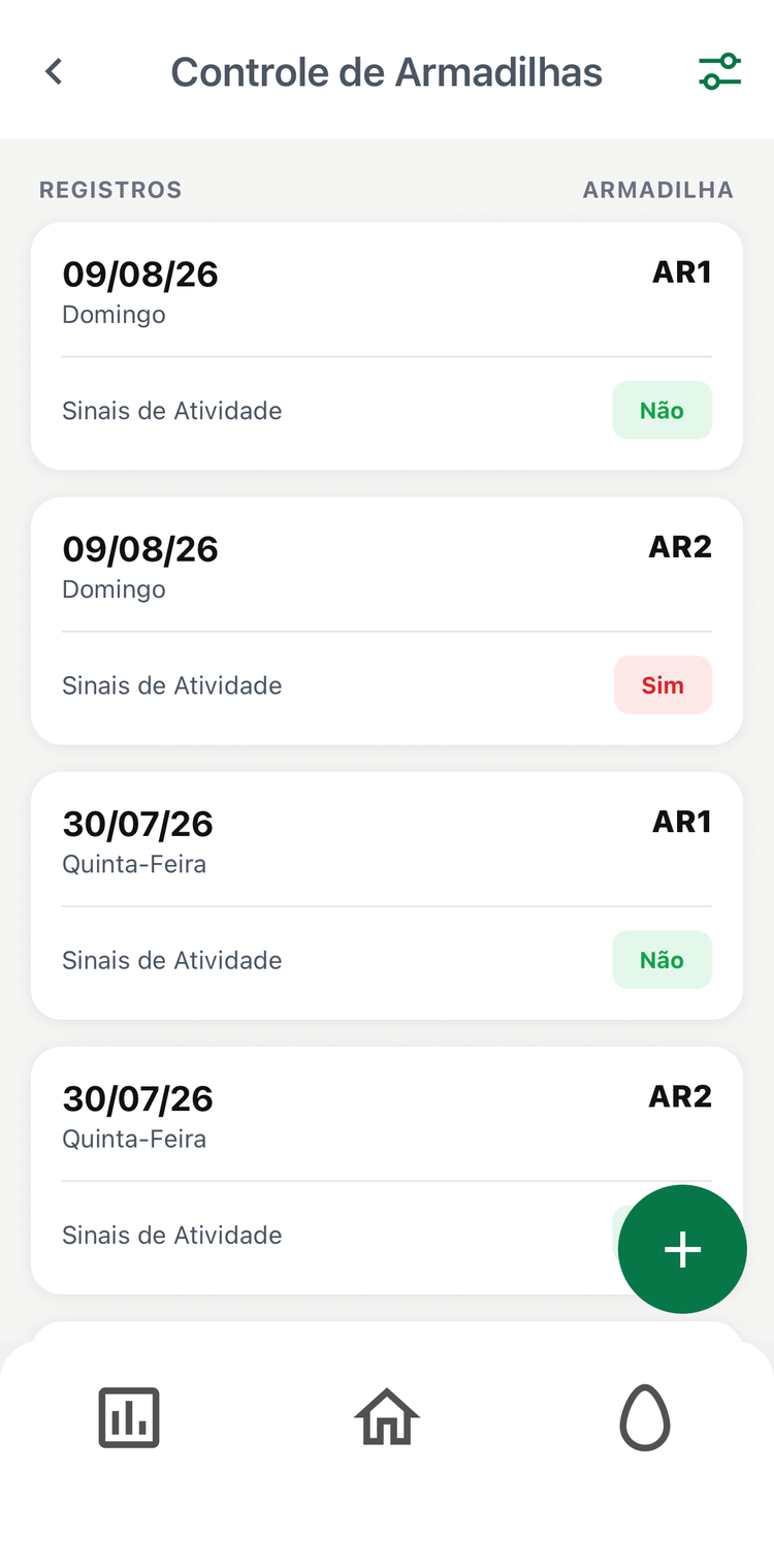 Controle de armadilhas contra pragas e roedores no app Avetech